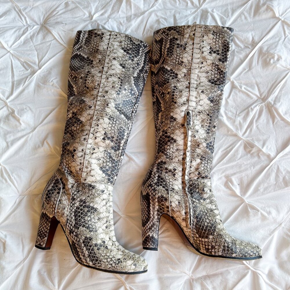Vintage Sam Edelman Serephina Snakeskin Knee High Boots – Size 8M